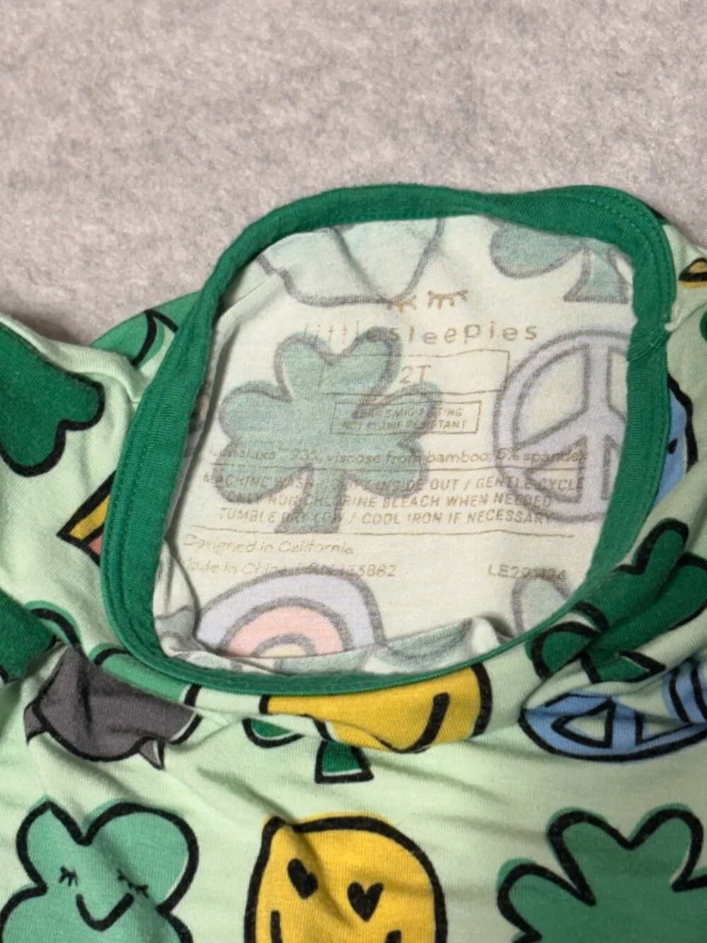 Little Sleepies 2T St Patricks Day Lucky Irish Bamboo Viscose Pajama Set Green